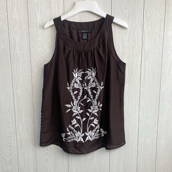 Style & Co Brown Sleeveless Floral Top Size 6 NWT - Picture 1 of 4